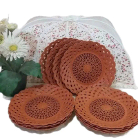 (1lusin)Piring Anyaman Rotan Plastik isi 12 pcs Piring Rotan Hajatan Kitchenware