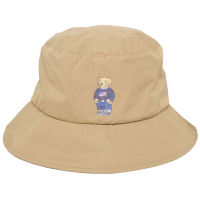 Polo Ralph Lauren 超輕量尼龍品牌牛仔褲小熊圖騰LOGO防水可折漁夫帽(淺駝色)
