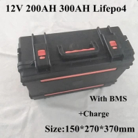 12.8V Lifepo4 12v 200Ah 250Ah 300Ah Lithium Battery Pack with BMS for Marine/ Solar System/UPS/RV/Steamer Machine+10A Charger