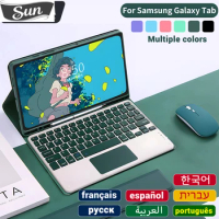 Free Mouse Wireless Keyboard for Samsung Galaxy Tab S8 X700 X706 S7 FE 11 inch Cover S6 Lite 10.4 Tab A7 A8 Case with Keyboard