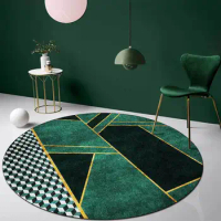 Luxury Rugs for Bedroom Dark Green Round Carpets Living Room Decoration Carpet Cloakroom Lounge Rug Home Decor Chair Mat