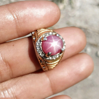 Cincin Batu Akik Mulia Permata Ruby Star Asli Natural