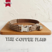 MUTTCO Retailing cool self-design basic collar for kitten THE COFFEE PLAID pleasing cat collar 2 sizes UCC072