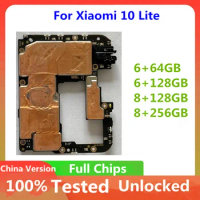 64GB 128GB 256GB ROM Motherboard For Xiaomi Mi 10 Lite 5G Mainboard Original Unlocked Main Circuits Board Plate Global Firmware