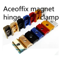 aceoffix 1 pair Folding Bike hinge clamp plate with magnet c buckle aluminum alloy for brompton