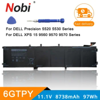 NOBI New 6GTPY H5H20 Laptop Battery For DELL XPS 15 9570 9560 7590 For DELL Precision 5520 5530 Series Notebook 97WH 56WH