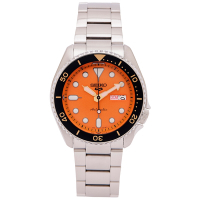 SEIKO 5號機械sport系列不鏽鋼錶帶款手錶 (SRPD59K1)-橘面X黑框/42mm