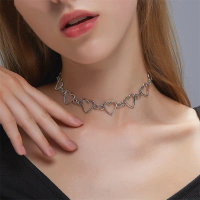 1PC Y2K วินเทจฮาราจูกุกอธิคโลหะหัวใจคอโซ่เค้นคอสร้อยคอรักผู้หญิง Egirl คอสเพลย์อุปกรณ์เสริมความงามเค