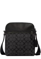 COACH Coach Houston Flight Bag in Signature Canvas in Charcoal/ Black 4010