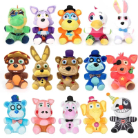 ตุ๊กตาผ้ากำมะหยี่นุ่มลายใหม่ FNAF Pizza Simulator Frostbear Boss Clown Pigpatch Twisted Wolf Elephan