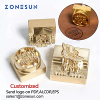 ZONESUN Customized Logo Stamp Brass Mold Leather Wood PU Copper Stamping Mold Plate For Machine Hot Foil Stamp Wood Burning