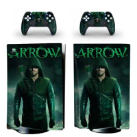 Green Arrow PS5 Standard Disc Skin Sticker Decal Cover for PlayStation 5 Console and 2 Controllers PS5 Disk Skin Vinyl