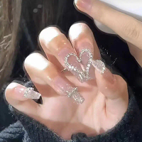 NS 24pcs Kuku Palsu(Free lem jelly) Motif Bunga Mutiara Berlian With Box Kuku Art Cairan(Z425) Nail 