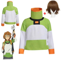 Cosplay diy Anime Voltron: Legend of the Defender Pidge Cosplay T-shirt Costume Top Long Sleeve Jacket for Halloween Costume wig