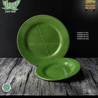 Piring Besar Jumbo Bulat Ceper Motif Daun Warna Hijau Melamin Tebal Murah Tahan Panas Anti Pecah Pre