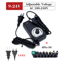 Adjustable 9-24V 1A Universal Power Adapter AC to DC 100-240V Voltage regulated Power adapter 12V 15V 18V 24W Power Supply