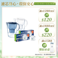 【BRITA官方】[共1壺7芯] Marella 馬利拉濾水壺3.5L(藍/白)+MxPro 全效型濾芯x1 去水垢濾芯x6