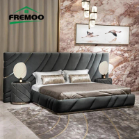 Modern Big Headboard King/Queen Size Bed Frame Home Furniture Luxury High-Quality Leather Double Bed Home Bed