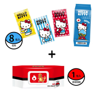 Hello Kitty涼感衛生棉掌心包(夜用8片x8入)（送寶可夢濕巾80抽x1包）