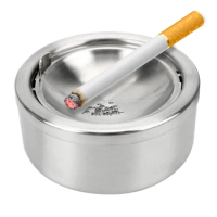 Smoking Accessories Stainless Steel Round Cigarette Ashtray With Lid Ash Storage Case