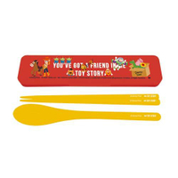 玩具總動員 餐具組 紅盒 筷子 湯匙 迪士尼 胡迪 巴斯光年 三眼怪 日貨 正版 授權 J00030227