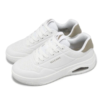 【SKECHERS】休閒鞋 Uno Court-Fast Break 女鞋 男鞋 白 棕 氣墊 復古 板鞋(177705-WHT)