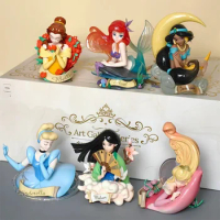 Original Disney Princess Art Bust Series Blind Box Art Gallery Collection Statue Mystery Box Desktop Ornament Toy Surprise Gift