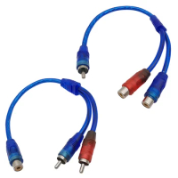 2Pcs Car Audio Cable 1 Male to 2 Female / 1 Female to 2 Male RCA Adapter Cable Wire Splitter Audio Signal Connector