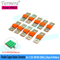 Turmera 12V 24V 48V Lifepo4 Battery Flexible Busbar Copper Connecter 45mm 2mm 300A for 3.2V 46160 25