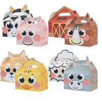 2PCS Carton Farmland Animal Candy Boxes Cow Pig Biscuit Packaging Box Kids Farm Animal Themed Birthday Party Supply DIY Gifits