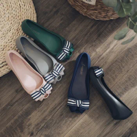Jelly All-Matching Women Shoes Flat Shoes Bow Loafers Fish Mouth Gel Shoes Women Flat Shoes Personalized deodorization