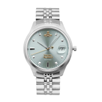 【Vivienne Westwood】銀框 水藍色面 時尚腕錶 女錶(VV261LBLSL)