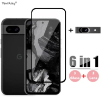 6in1 For Google Pixel 8A Tempered Glass For Google Pixel 8A Screen Protector HD Protective Phone Lens Film For Pixel 8A Glass