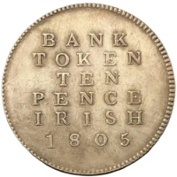 1805 Ireland 10 Pence-Geroge III (Bank of Ireland) Silver Plated Copy Token