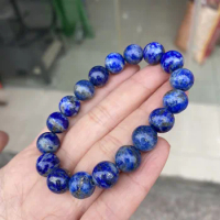 Natural lapis lazuli bracelet round beads blue lapis lazuli beads bracelet wholesale 1pc