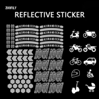 72Pcs Bicycle Reflective Strip Sticker Multi Functional Road Mountain Bike Body Sticker MTB Stripe Reflective Warning Stickers