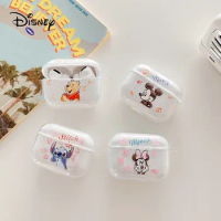 Cartoon Disney Transparent Earphone Case for Airpods 1 2 3 Pro Soft Wireless Bluetooth Earbuds Protective Cover With Hook