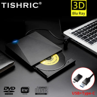 TISHRIC Blu Ray External Drive USB 3.0 DVD CD 3D Blu-ray Burner Reader Optical Drive Slim BD CD DVD Optical For Computer