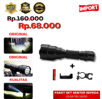 Paket Senter Sepeda Taffwere C8 komplit lengkap baterai & charger