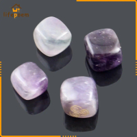 [พร้อมส่ง] lifepoem 4x Crystal Stone Four Elements Religious Runes Carved Palm Stone Blue Purple