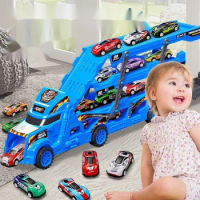 Kids Truck Deformation Transporter Car Toys Models Cars Educational Model Toys for Boys Girls Birthday Christmas Gift