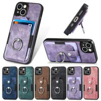 Finger Ring Wallet Card Back Case For VIVO X90 V25 X60 Y55 S7E Y70S Y52T Y35 IQOO 11 Magnetic Car Phone Holder Cover New Arrival