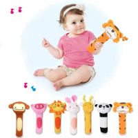 Cartoon Animal Hand Bell Rattle Soft Rattle Toy Baby Rattle Mobiles Baby Toys Cute Plush Bebe Toys 0-12 Months