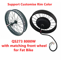 QS V3 273 Fat Bike 24x4.0 26x4.0 72v 8000W 150mm Electric Bike Rear Hub Motor Wheel with Matching Front Wheell with Color Rim