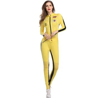 Kill Bill Costume Adult Women TV Film Bodycon Yellow Jumpsuit Motocycle Bosysuit Ninja Martial Arts Uniform Bruce Lee Overalls
