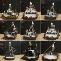 Buddha, waterfall part, creative support, mini reflux, Teahouse burner, cone, pottery, home decoration, office, incense