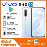 Vivo X30 5G Mobile Phone Android Exynos 980 6.44inches Screen 8GB RAM 256GB ROM 64MP 20x Zoom Fingerprint used phone