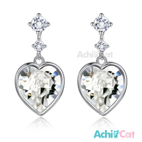 AchiCat 925純銀耳環 絢麗系列 俏麗甜心 施華洛世奇元素 純銀耳環 白水晶GS8140