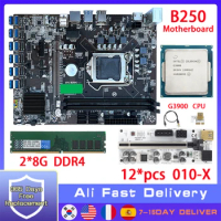 B250 BTC Mining Motherboard For PCIE X1 PCI-E X16 LGA 1151 16G DDR4 CPU Processor G3900 009S Riser Card Bitcoin ETH Miner