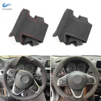 Car Interior Hand-stitched Steering Wheel Suede Perforated Leather Cover Protective Accessories For BMW F45 F46 X1 F48 X2 F39